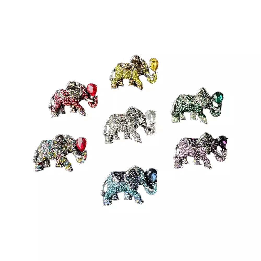 Rhinestone Brooch featuring an Elephant Design