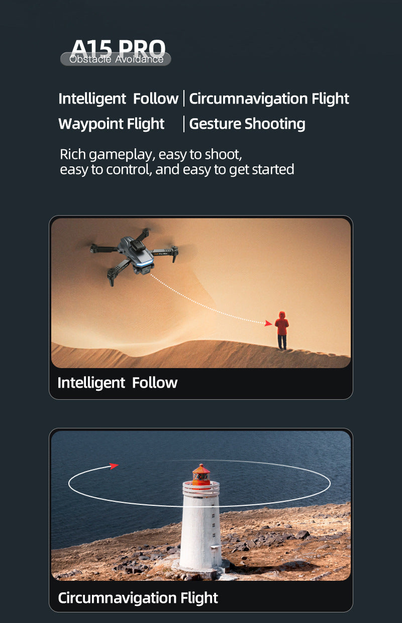 A15 drone with HD camera in flight