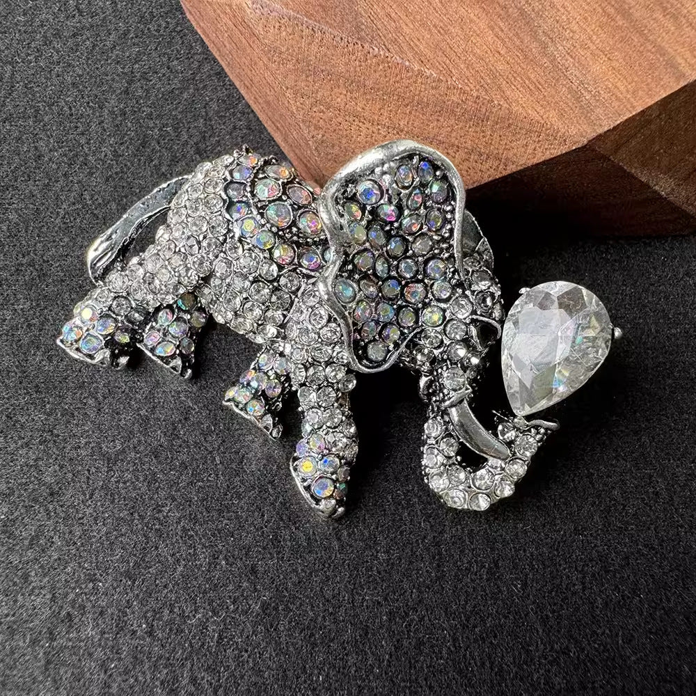Elegant Alloy Elephant Brooch in Red