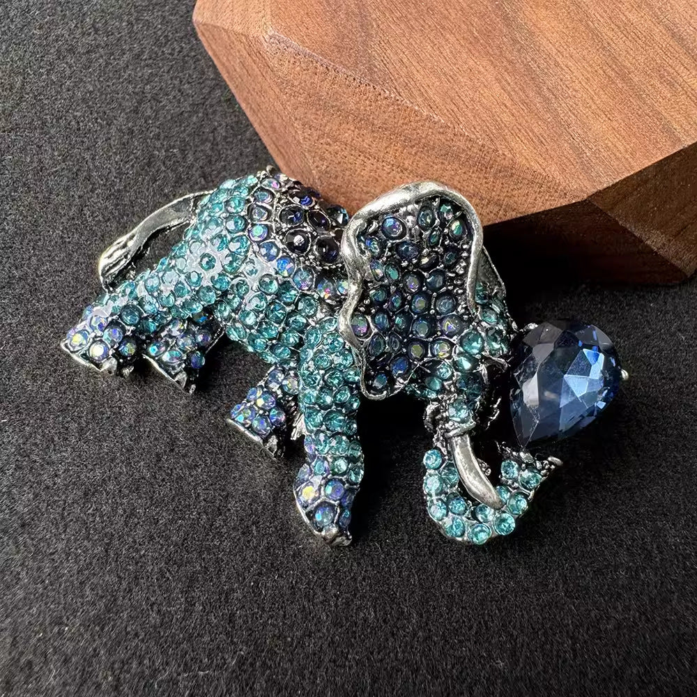 Elegant Alloy Elephant Brooch in Red