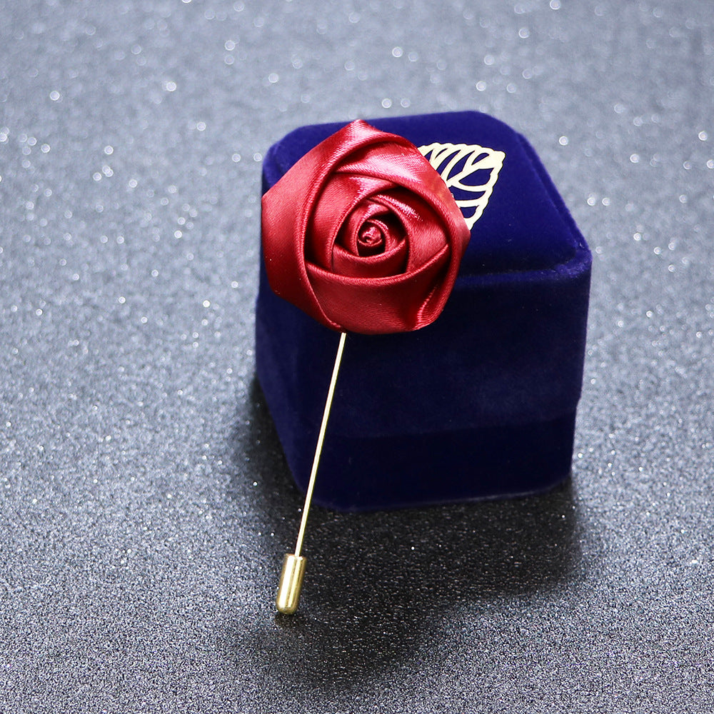 Elegant red rose floral brooch image 1
