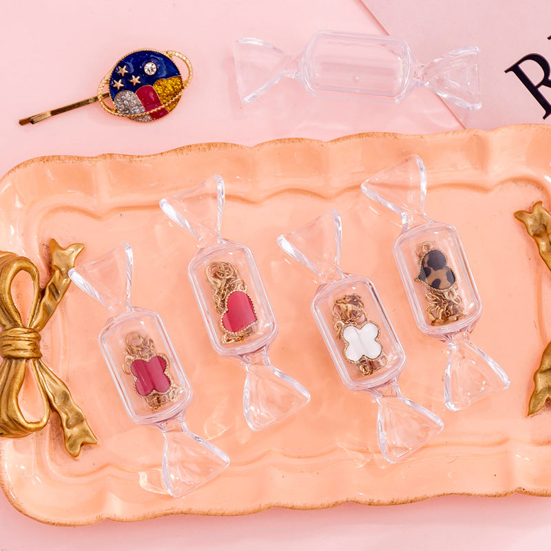 transparent candy-shaped mini storage box on white background