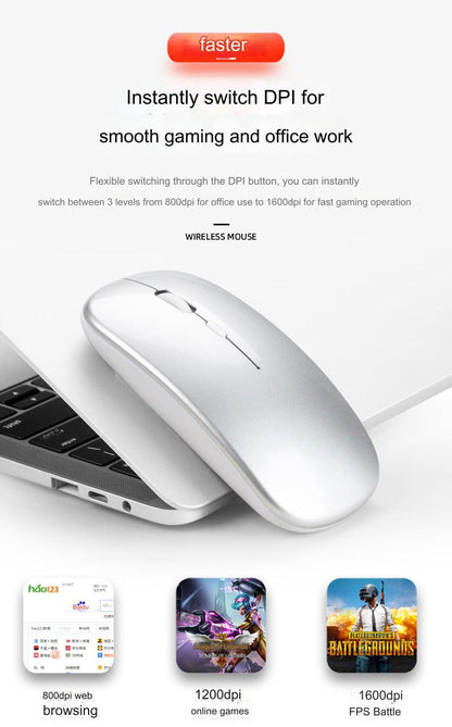 Wireless Bluetooth Dual-Mode Mouse - Silent & Rechargeable Gaming Mouse for Laptops - 2.4G Light-Up Wireless Mouse