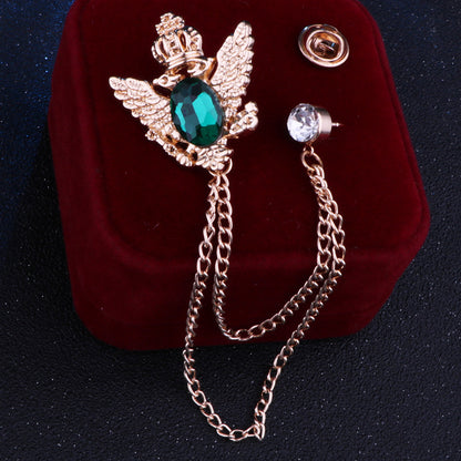 Colorful Enamel Detail of Eagle Brooch - Image 4