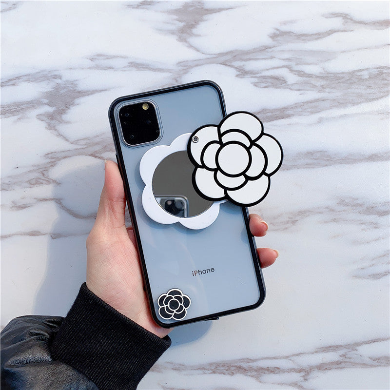 Elegant Camellia Mirror Case for iPhone Models - Stylish and Durable Acrylic Phone Cover