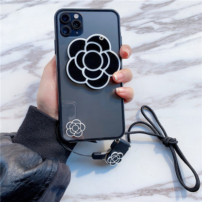 Elegant Camellia Mirror Case for iPhone Models - Stylish and Durable Acrylic Phone Cover