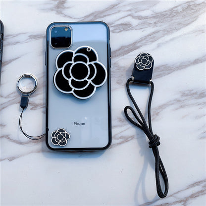 Elegant Camellia Mirror Case for iPhone Models - Stylish and Durable Acrylic Phone Cover