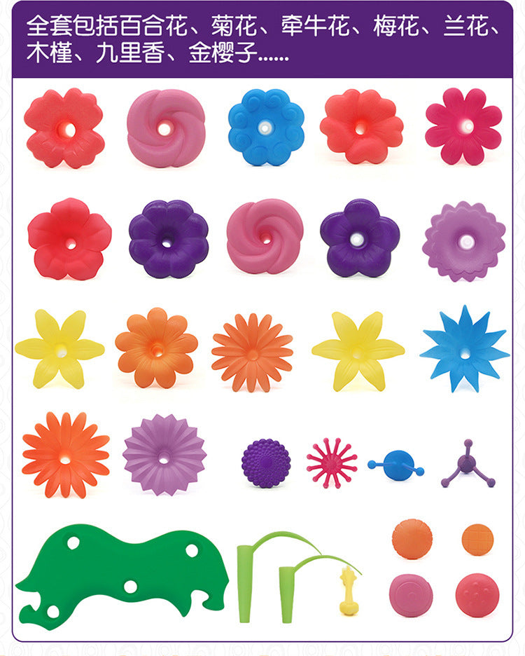 colorful plastic blocks for child’s garden setup