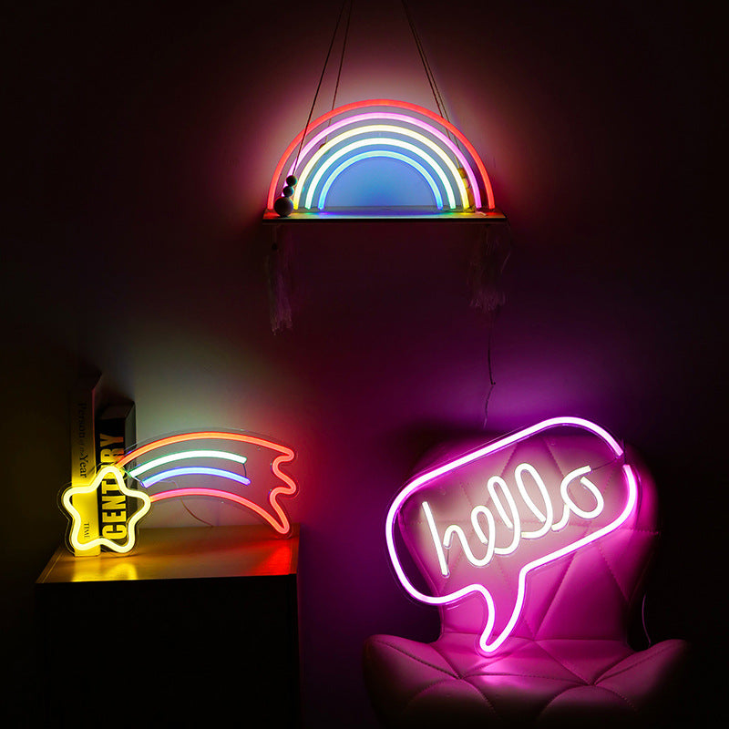 neon sign with rainbow design