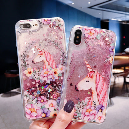 Cute Unicorn & Dolphin Liquid Glitter Phone Case for iPhone and Samsung - Shockproof TPU Protection