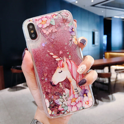 Cute Unicorn & Dolphin Liquid Glitter Phone Case for iPhone and Samsung - Shockproof TPU Protection