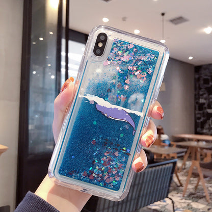 Cute Unicorn & Dolphin Liquid Glitter Phone Case for iPhone and Samsung - Shockproof TPU Protection