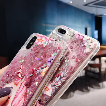 Cute Unicorn & Dolphin Liquid Glitter Phone Case for iPhone and Samsung - Shockproof TPU Protection