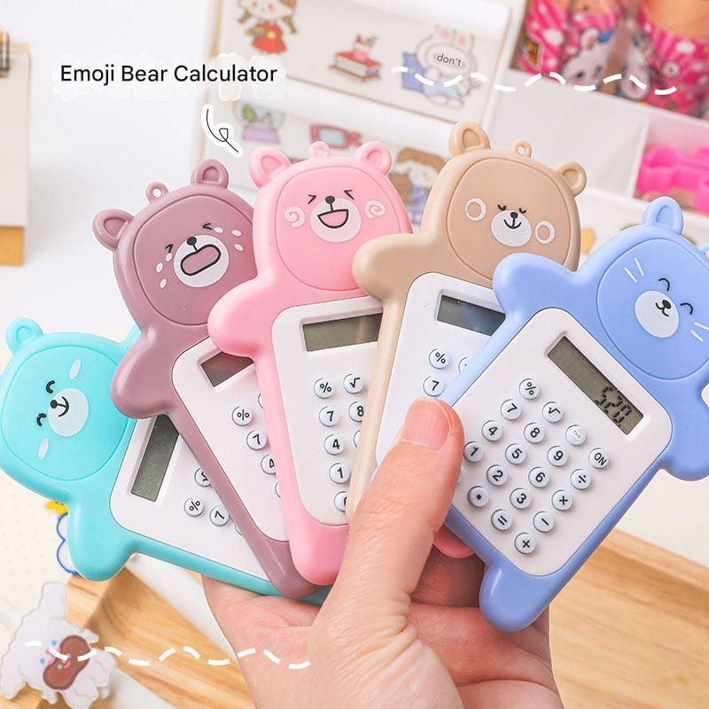 pink cartoon bear pocket calculator