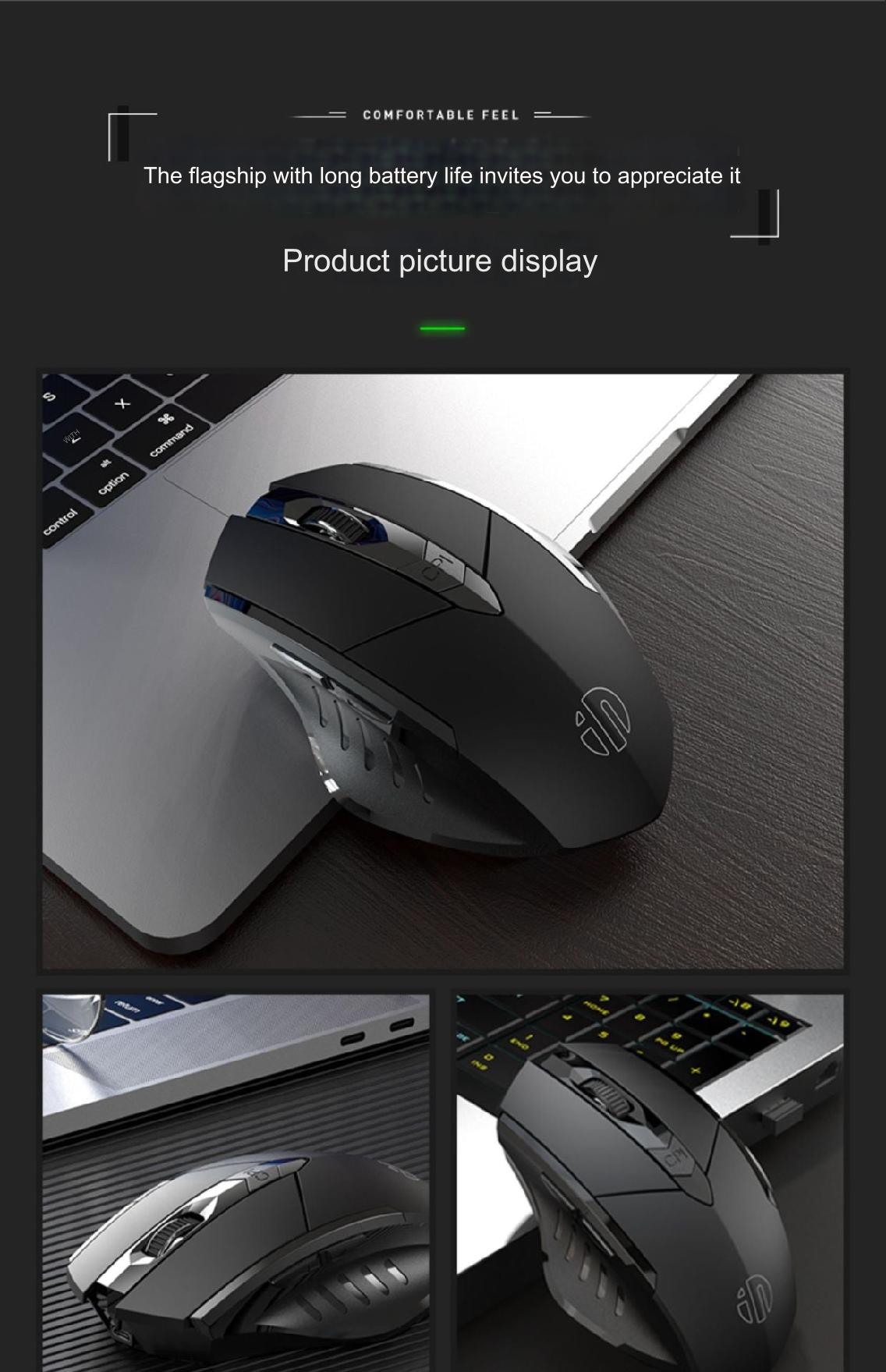 INPHIC PM6 Wireless Bluetooth Ergonomic Mouse - Silent Click, Rechargeable & Versatile for Gaming and Office Use