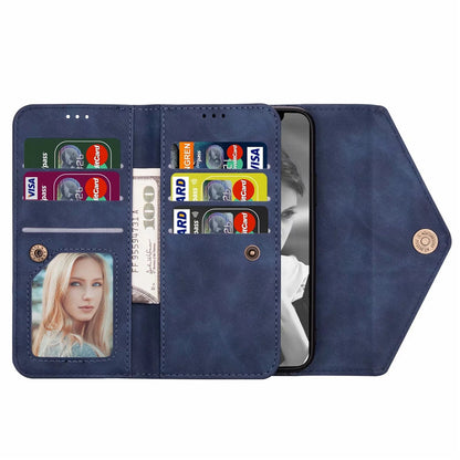 Premium PU Leather Wallet Case for iPhone & Samsung - Multi-Card Holder with Zipper Closure