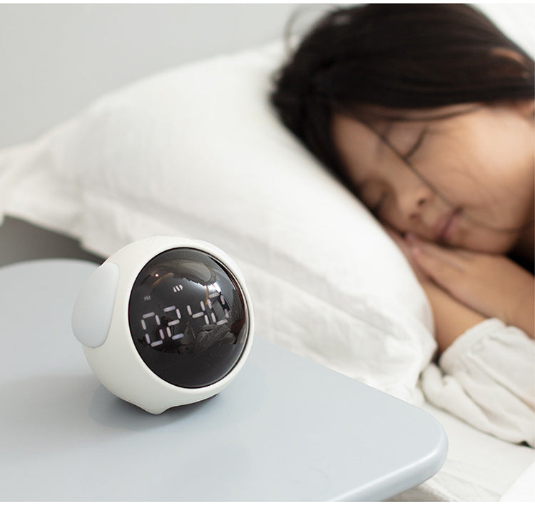 child-friendly night light alarm clock white front view