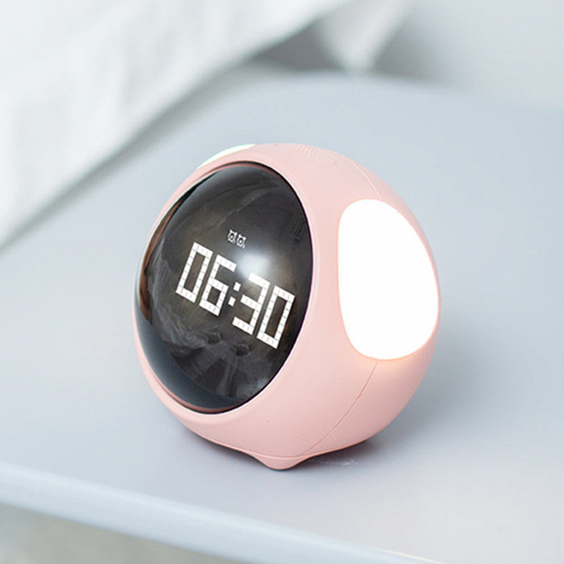 child-friendly night light alarm clock white front view