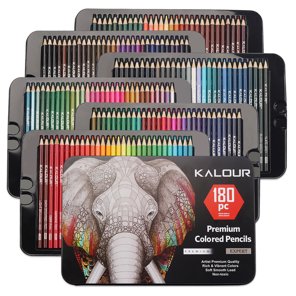 Premium 180-Color Oil-Based Colored Pencil Set in Metal Tin - Ideal for Artists and Students