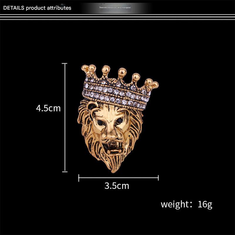 Vintage Retro Lion Brooch for Men