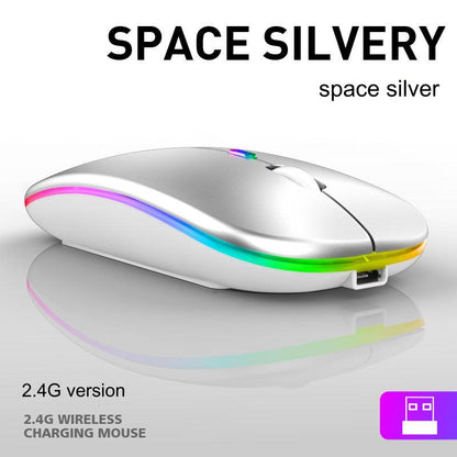 Wireless Bluetooth Dual-Mode Mouse - Silent & Rechargeable Gaming Mouse for Laptops - 2.4G Light-Up Wireless Mouse