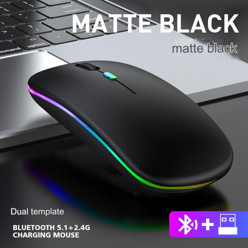 Wireless Bluetooth Dual-Mode Mouse - Silent & Rechargeable Gaming Mouse for Laptops - 2.4G Light-Up Wireless Mouse