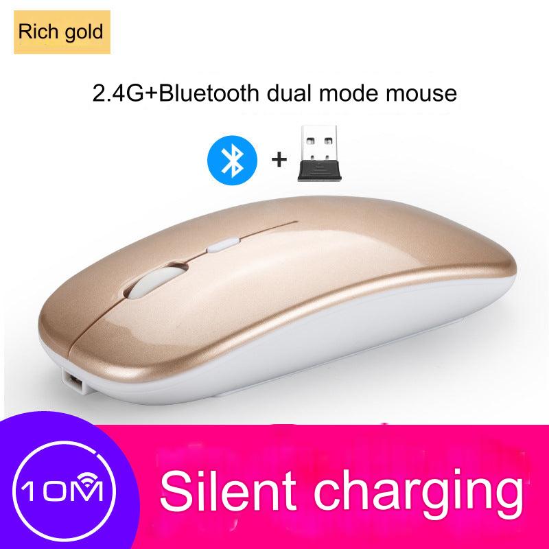 Wireless Bluetooth Dual-Mode Mouse - Silent & Rechargeable Gaming Mouse for Laptops - 2.4G Light-Up Wireless Mouse