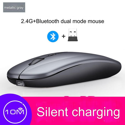 Wireless Bluetooth Dual-Mode Mouse - Silent & Rechargeable Gaming Mouse for Laptops - 2.4G Light-Up Wireless Mouse