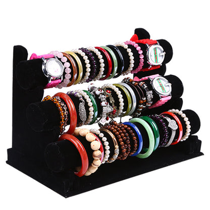 deluxe black velvet three-tier bracelet display stand