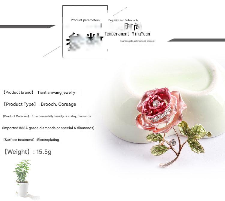 Elegant Floral Brooch with Rhinestones - Image 1