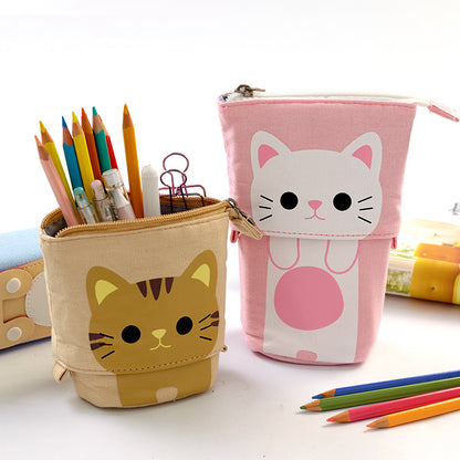 Multifunctional Canvas Pencil Case in Black Cat design