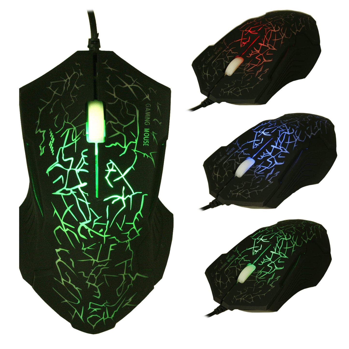 RGB Gaming Mouse - Ergonomic Wired 2400 DPI USB Optical Mouse with Colorful LED Backlight