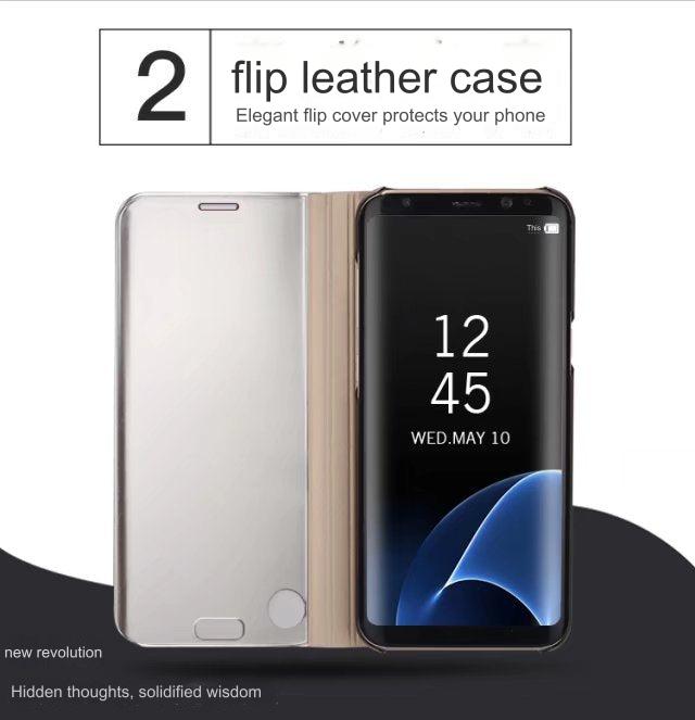 Premium Mirror Flip Phone Case for Samsung Galaxy S24, Note20, and More - Stylish & Functional Protection