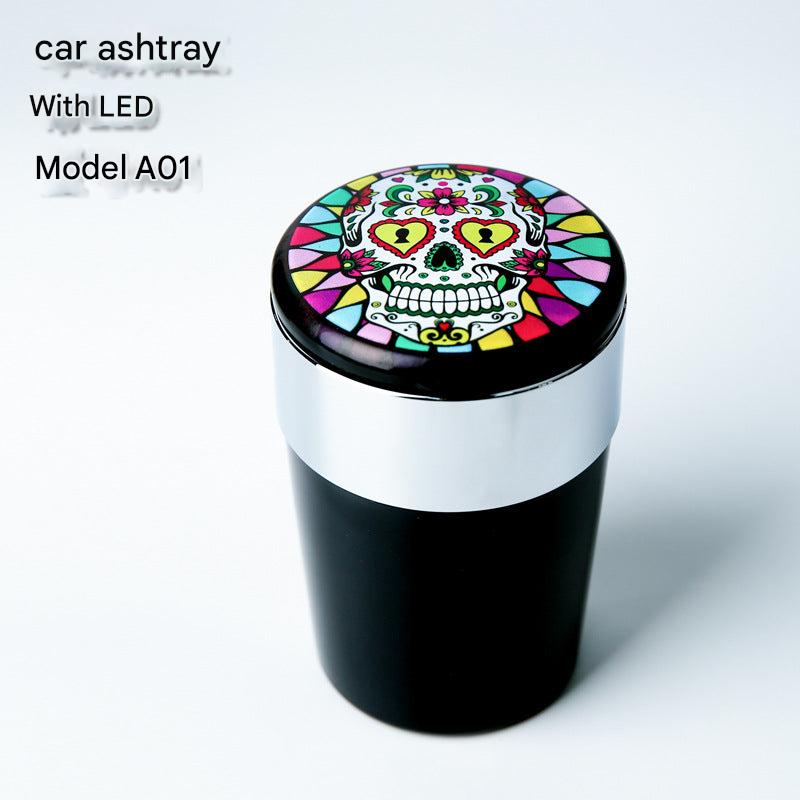 vehicle ashtray with spill-proof lid