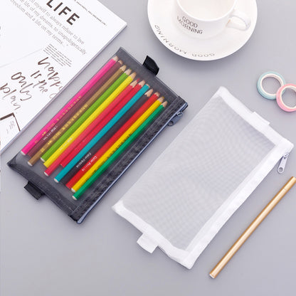 Small white mesh pencil case display