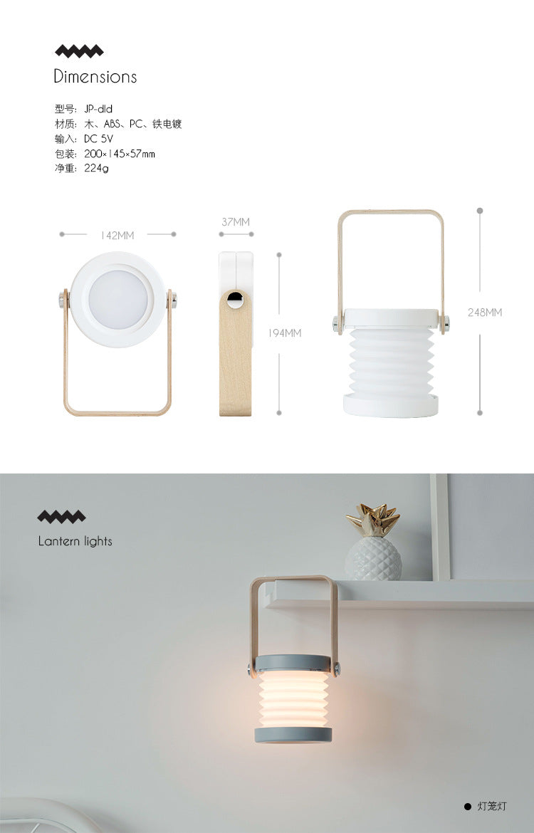 Soft light LED lantern on nightstand