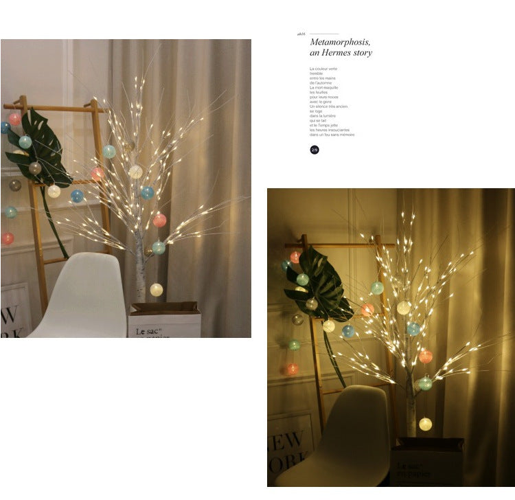 decorative LED birch tree night setting