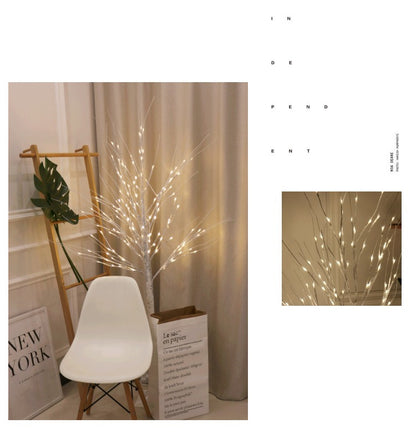 festive LED birch tree home decor idea