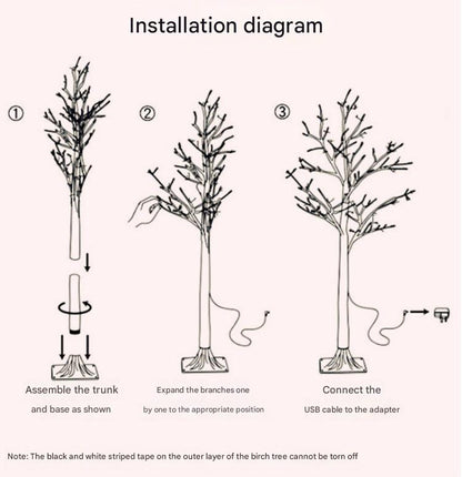 remote controlled LED birch decorative tree