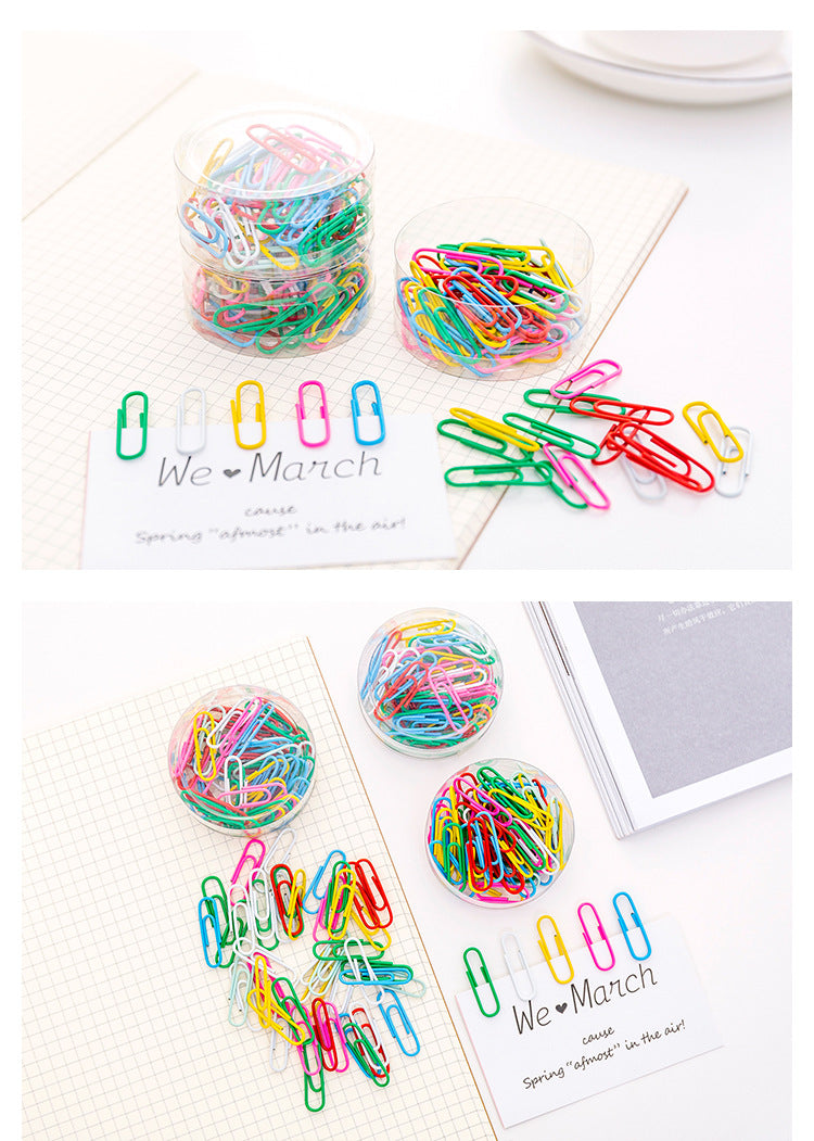 Curved paperclip assortment close-up