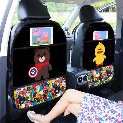 colorful cartoon duck-themed car seat kick mat