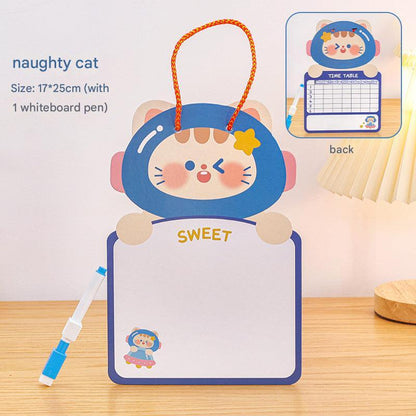 hanging child's drawing board with erasable side