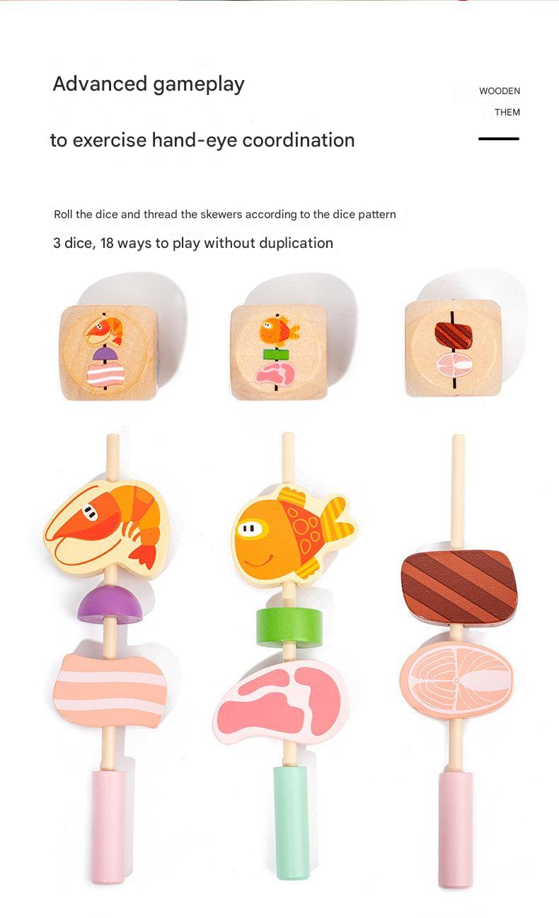 wooden bbq playset accessories closeup