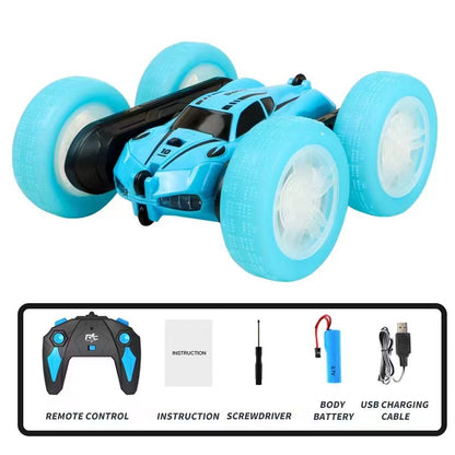 Stunt Remote Control Car - Dual-Sided Flipping RC Vehicle with Colorful LED Lights for Kids