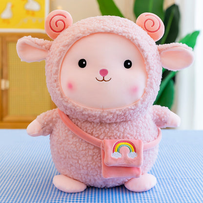 cuddly rainbow sheep plush sleeping companion