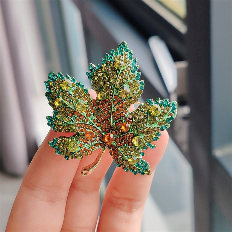 Beautiful Leaf Brooch with Crystals - Image 4