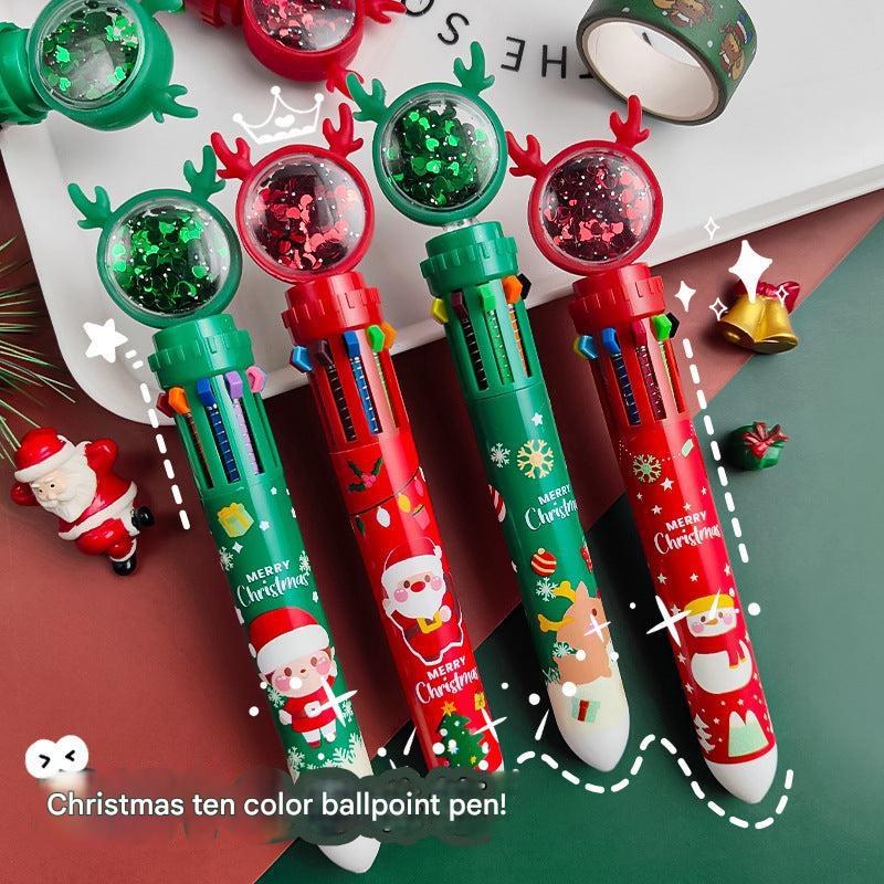 festive retractable multicolored pen with Christmas design