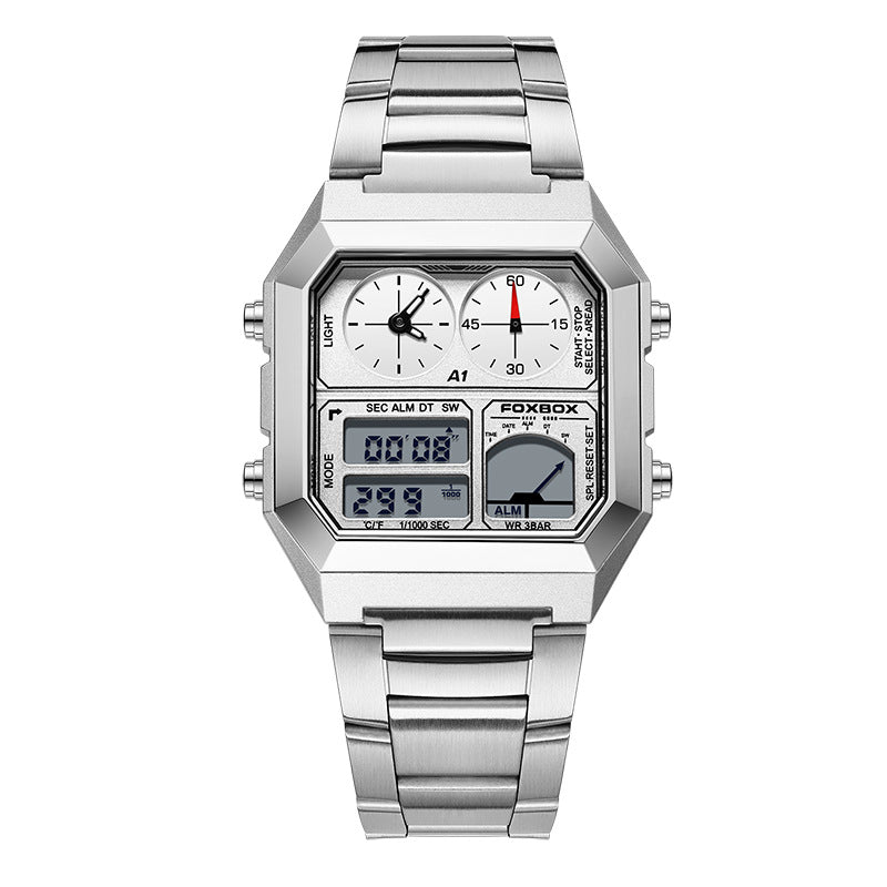 waterproof men's sports watch with dual display