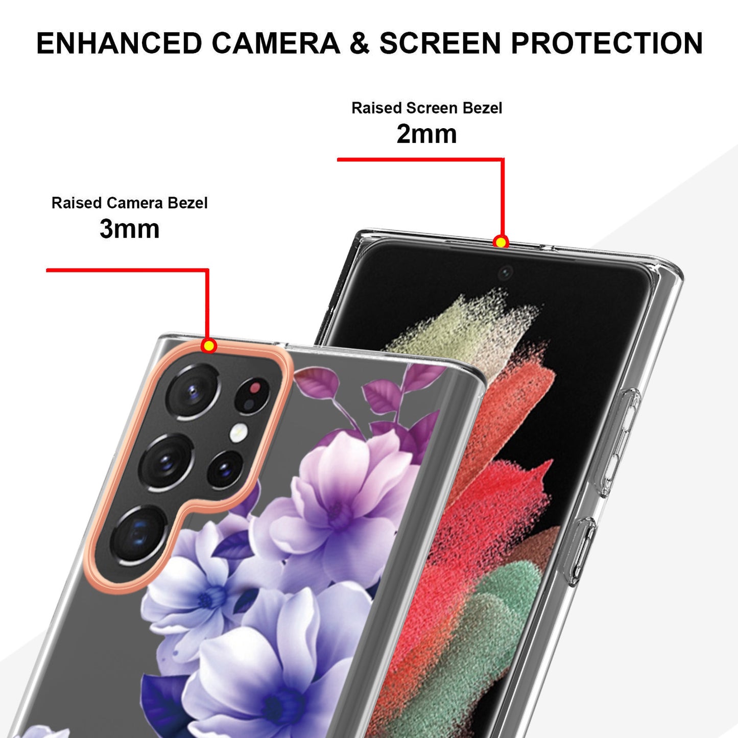 Stylish TPU + PC Protective Case for Samsung Galaxy S24 Series - Transparent Floral Design