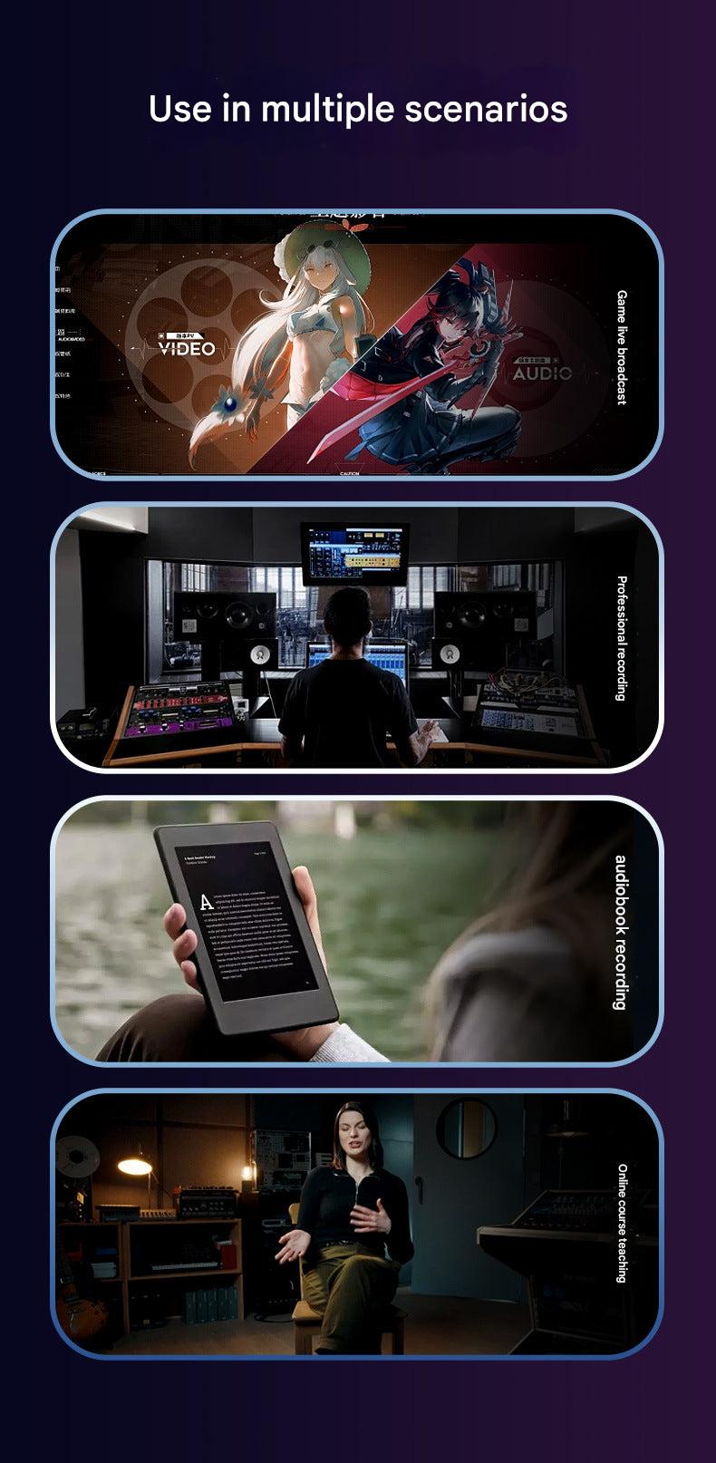 Close-up of professional microphone setup for gaming